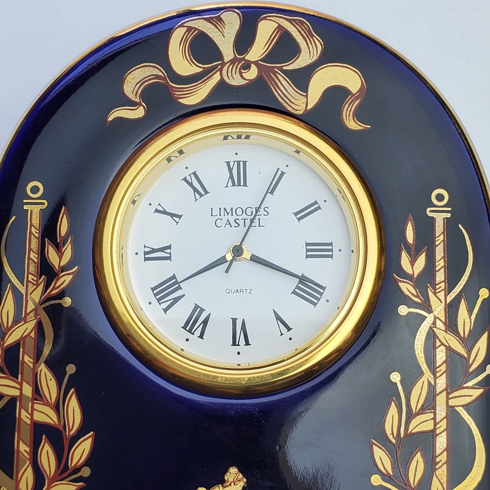 Vintage Rare Limoges 22K Gold Mini Clock Decor - Picture 8 of 16